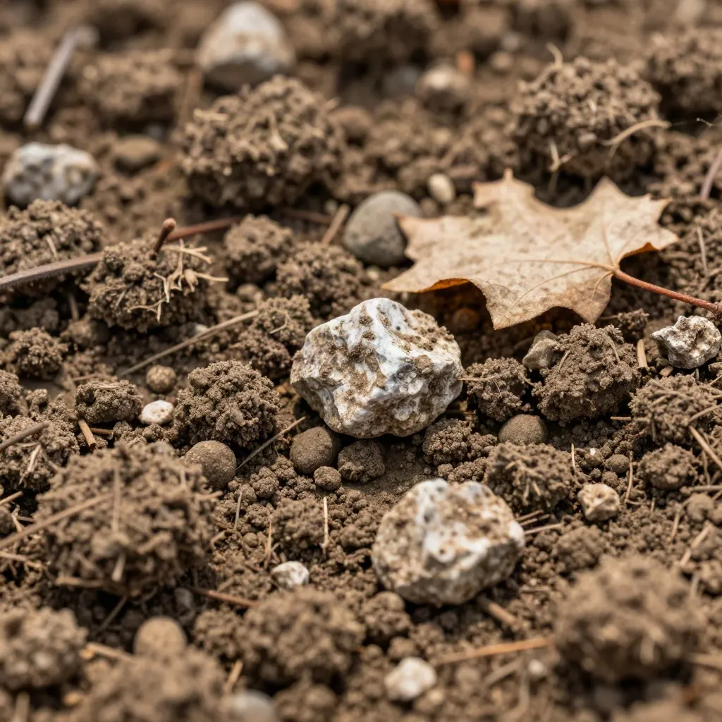Detaliu al solului din vie: lut cu pietre de calcar